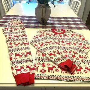 Hanna Andersson Dear Deer Red and White Reindeer Pajama Set size XS